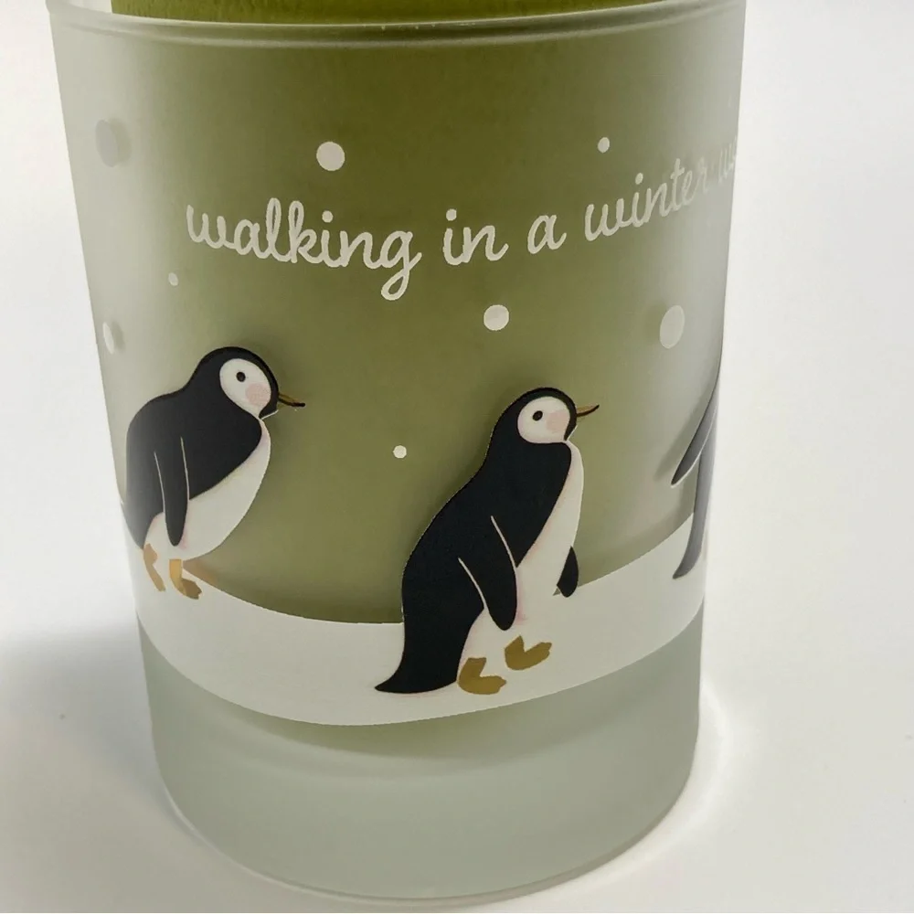 Culver penguins  frosted walking through a winter wonderland glass